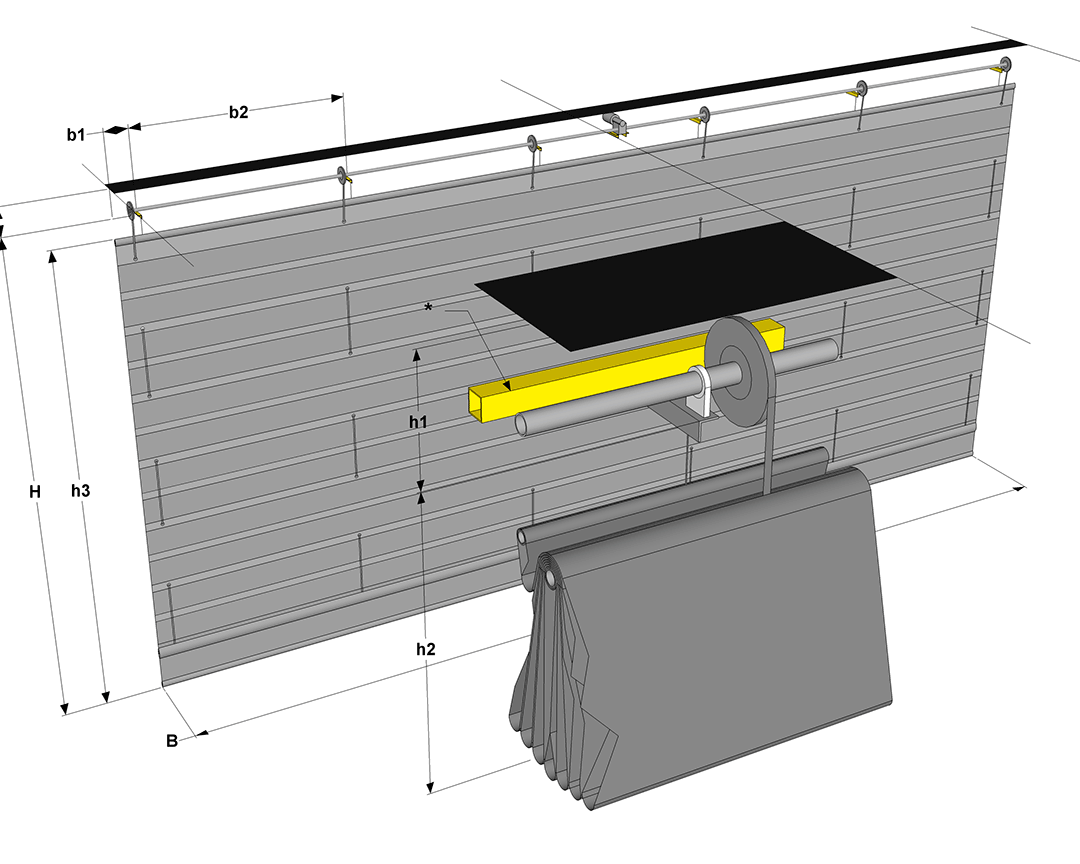 Tekniska ritning av ridväggen T500 Acoustic.
